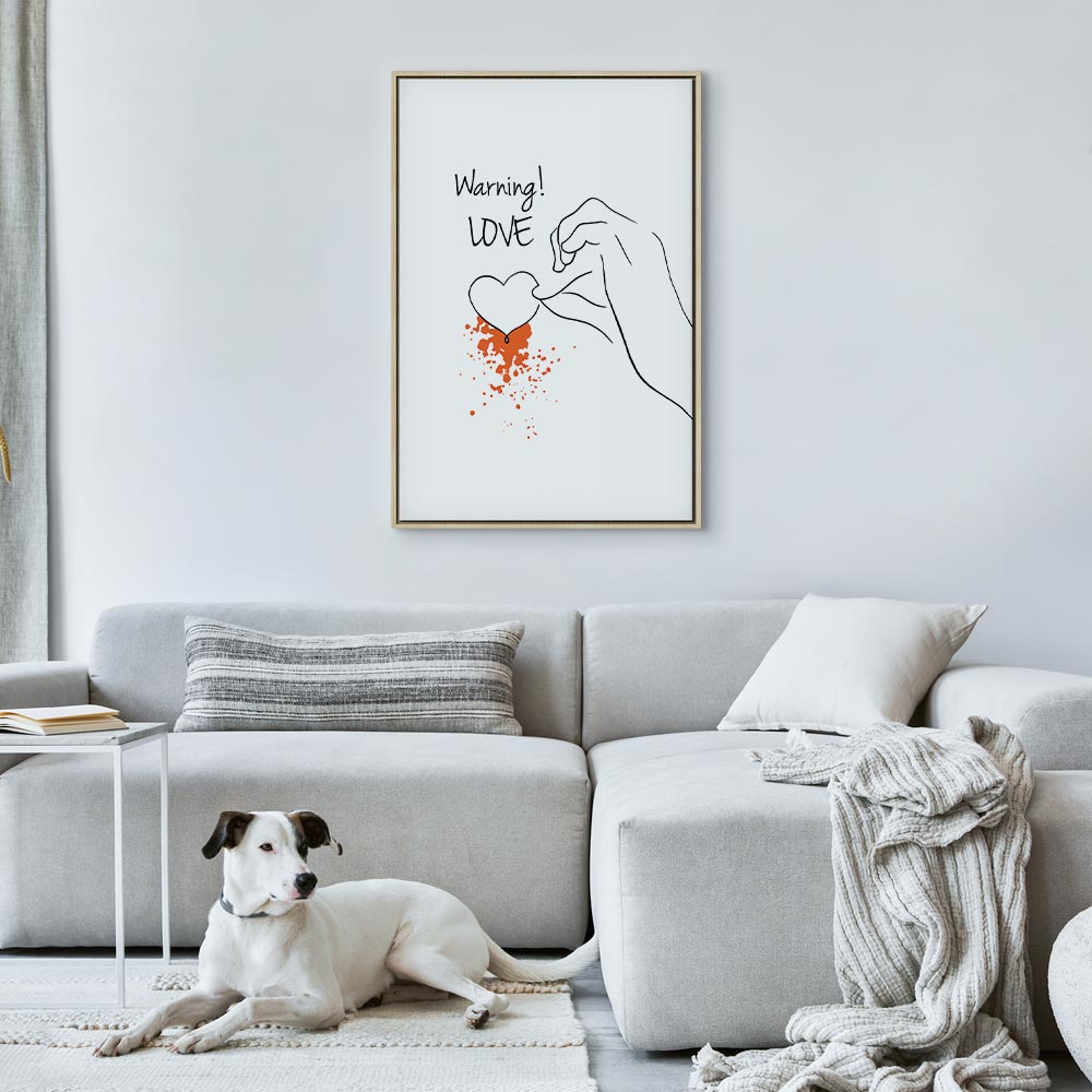 Warning Love Text Heart Canvas Print