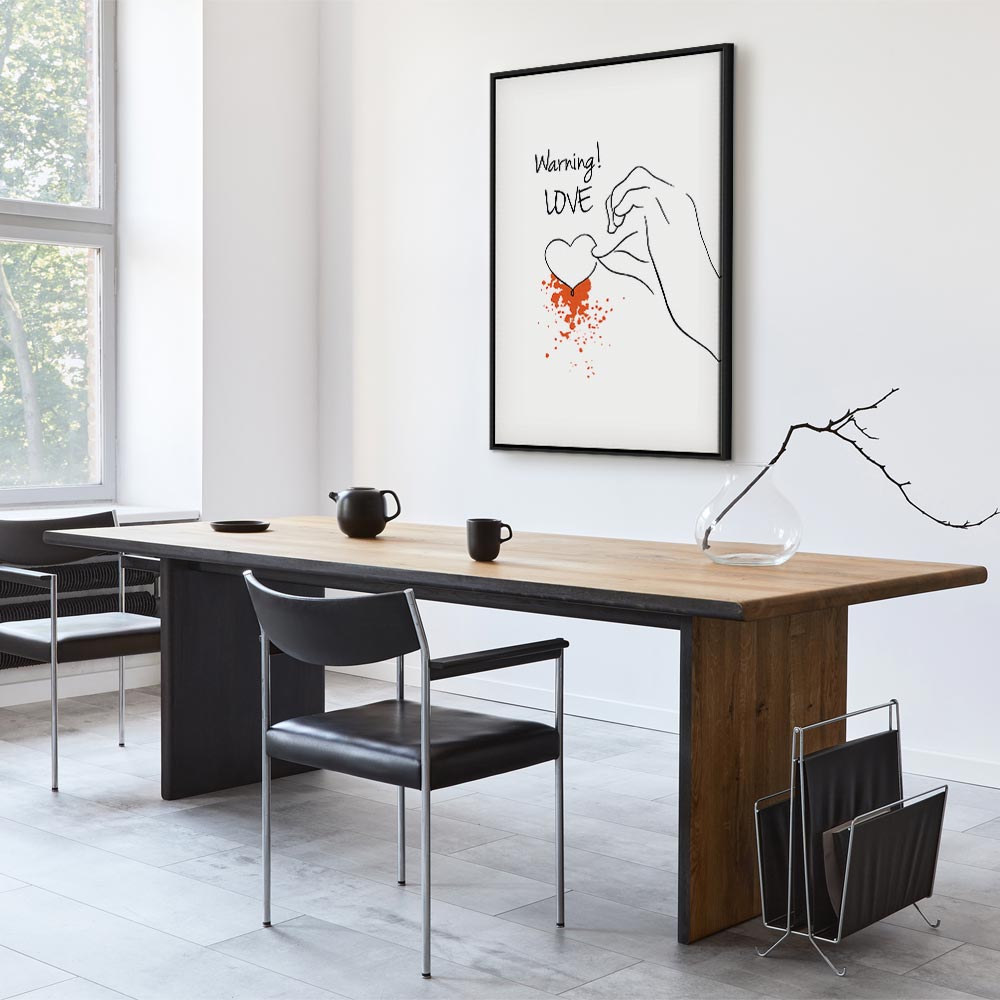 Warning Love Text Heart Canvas Print