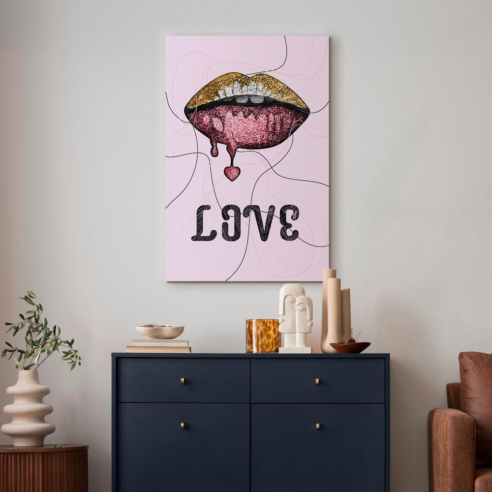 Liquid Lips Text Fashion Canvas Print