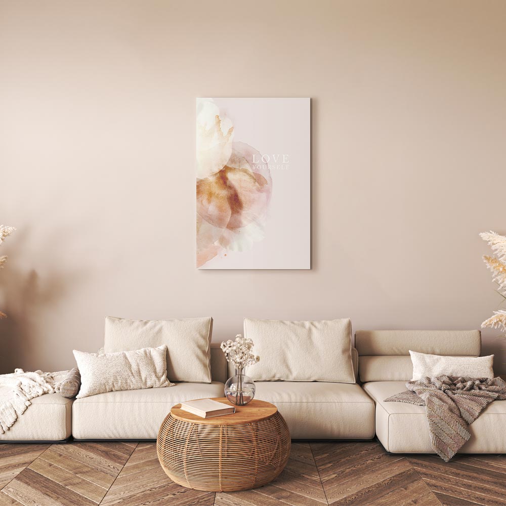 Floral Love Yourself Text Canvas Print