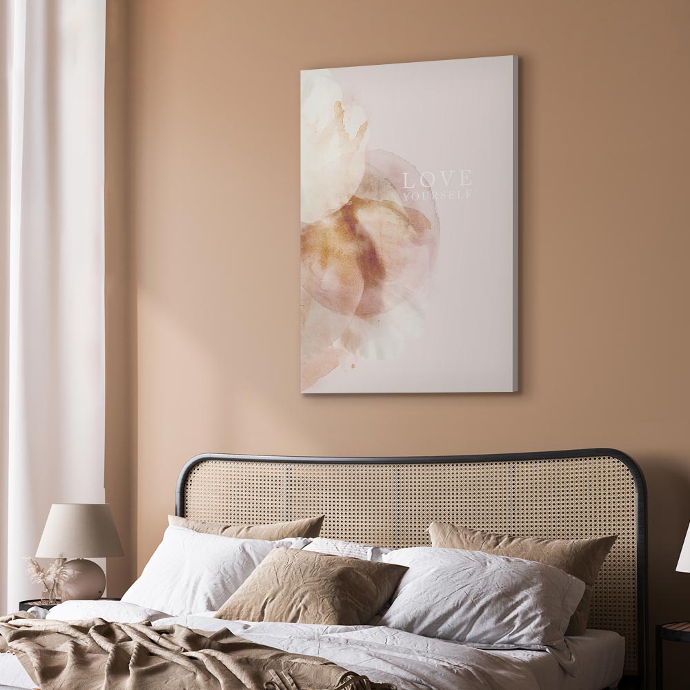 Floral Love Yourself Text Canvas Print