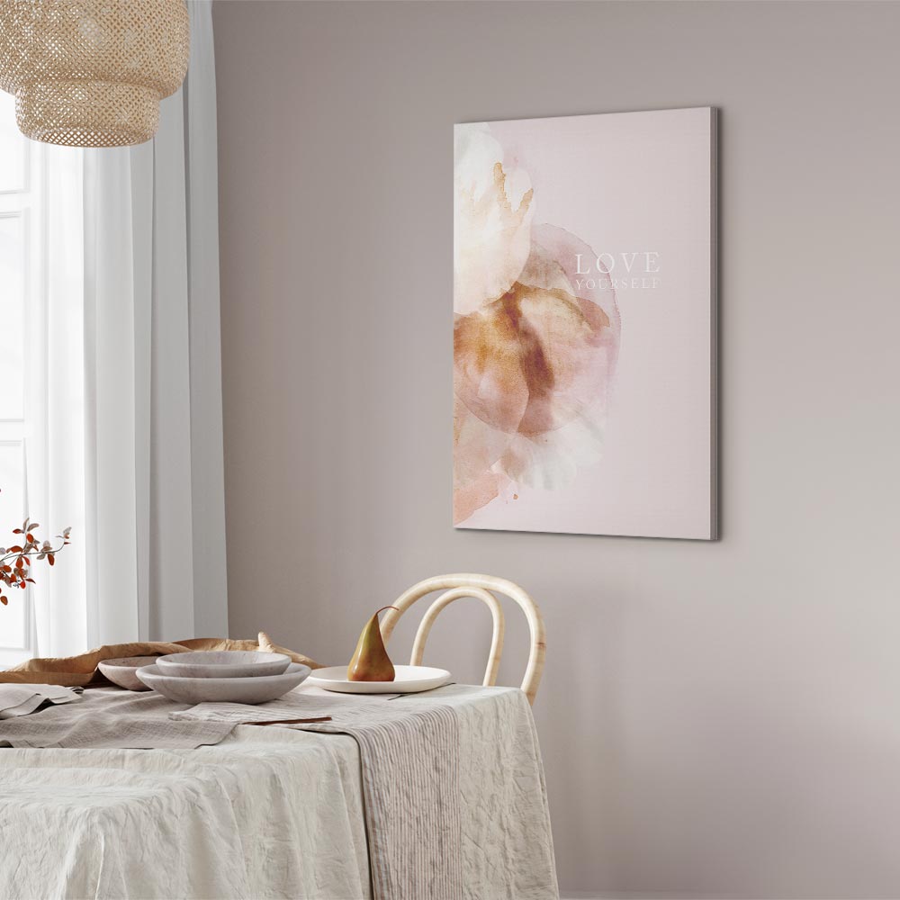 Floral Love Yourself Text Canvas Print