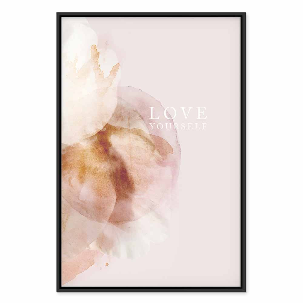 Floral Love Yourself Text Canvas Print