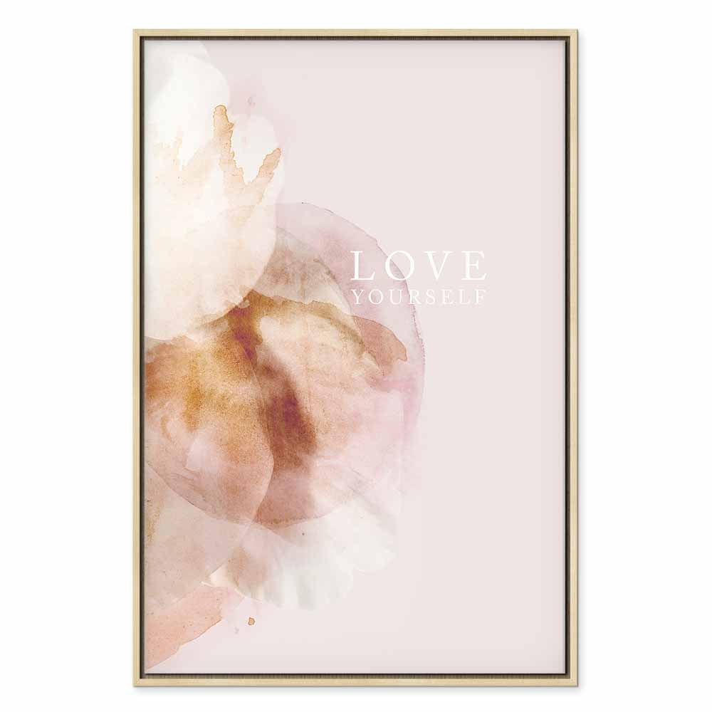 Floral Love Yourself Text Canvas Print