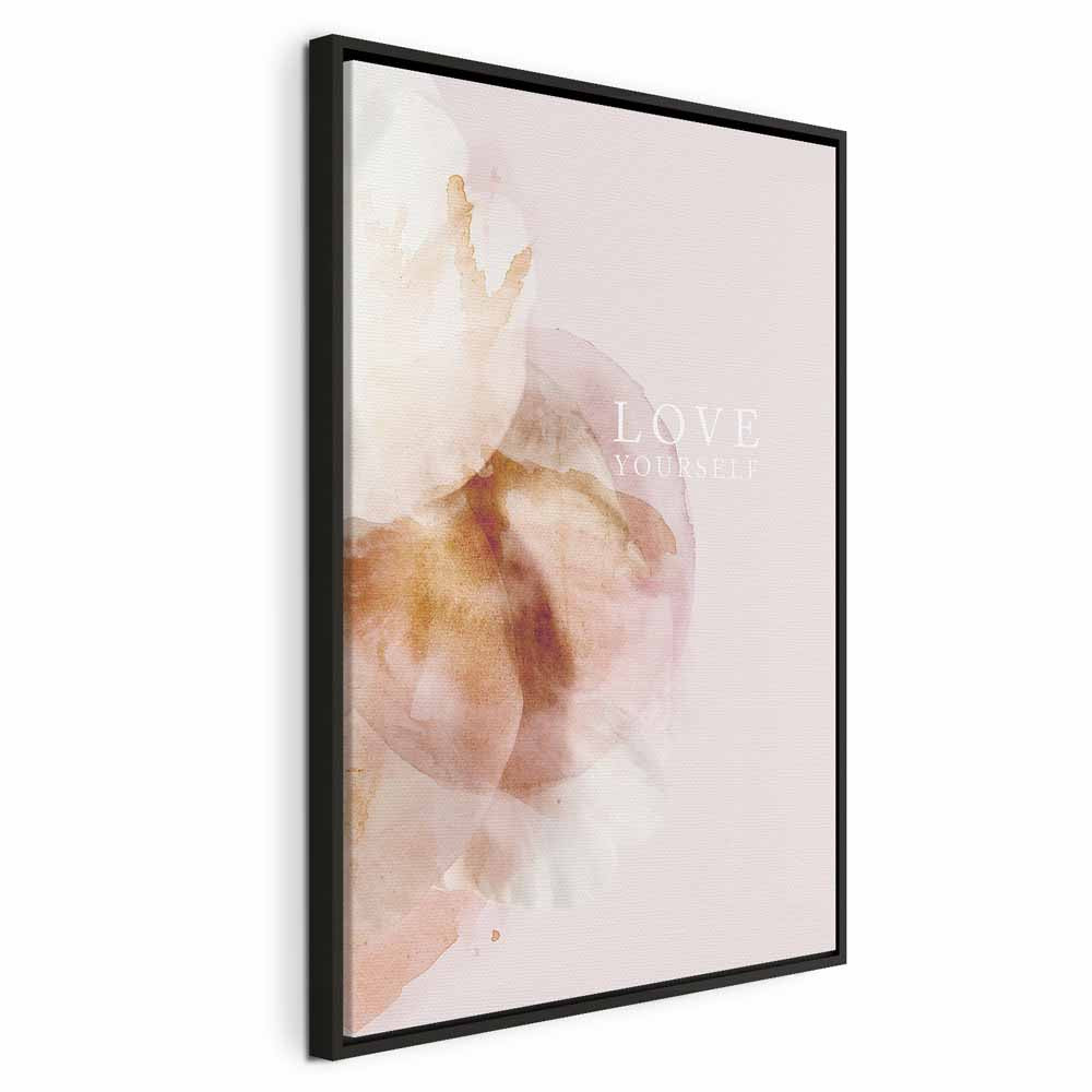 Floral Love Yourself Text Canvas Print