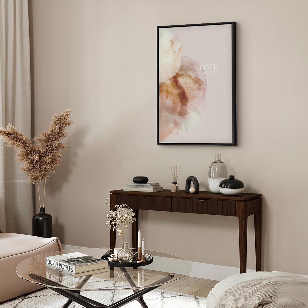 Floral Love Yourself Text Canvas Print