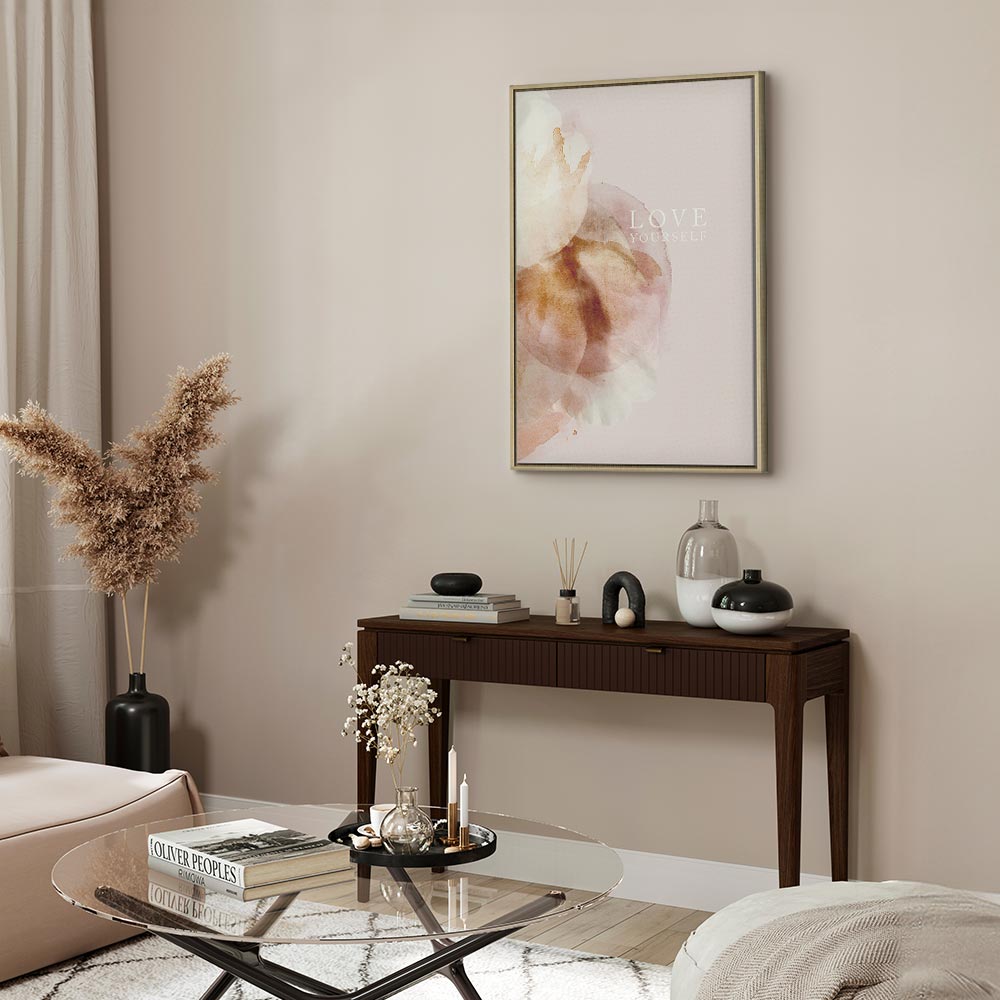 Floral Love Yourself Text Canvas Print