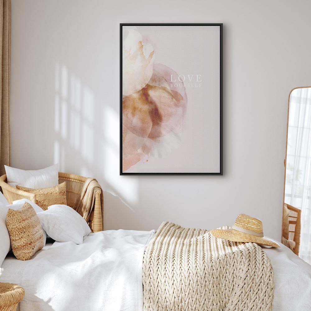 Floral Love Yourself Text Canvas Print