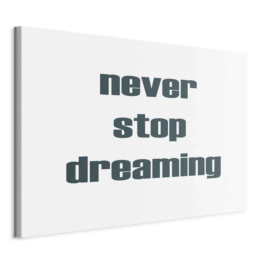 Never Stop Dreaming Quote Text Canvas Print