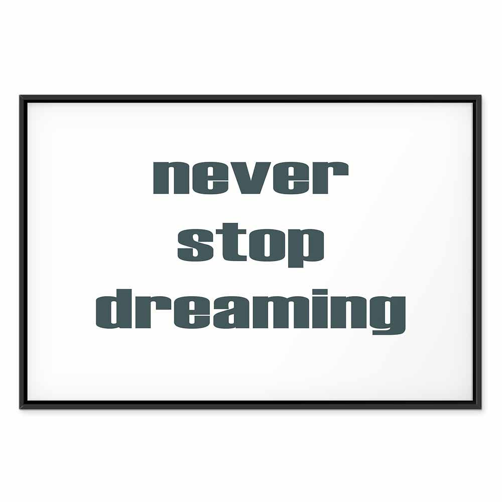 Never Stop Dreaming Quote Text Canvas Print