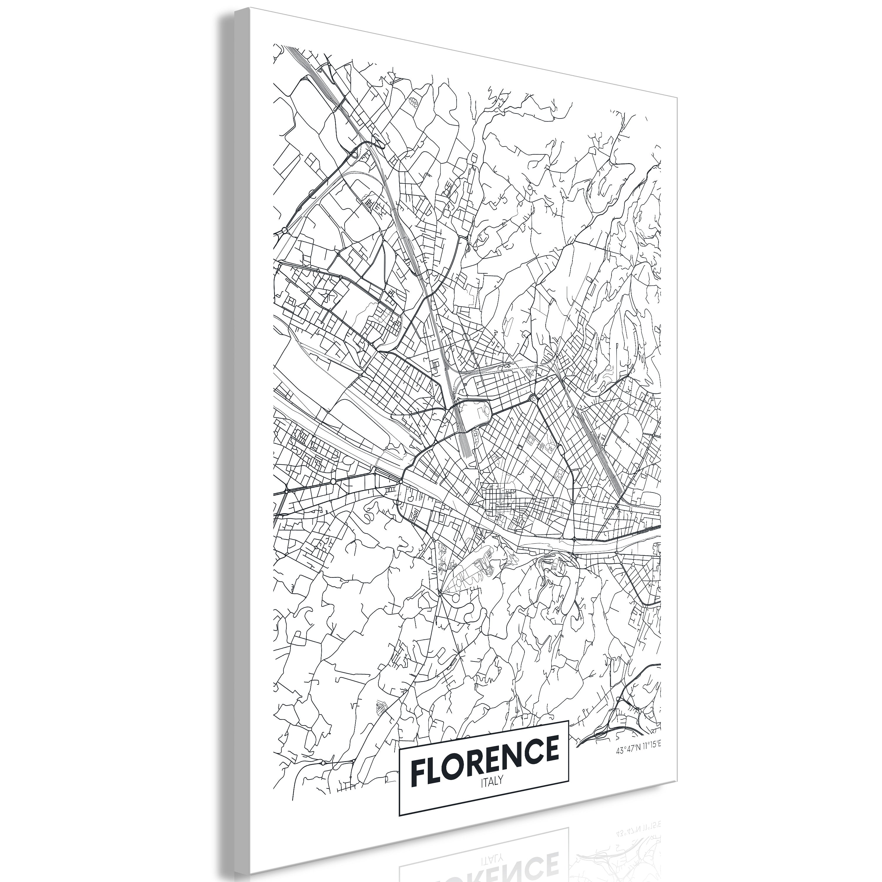 Canvas Print Florence Map Vertical 1 Part