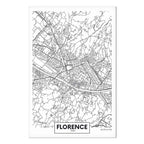 Florence City Map Vertical Canvas Print