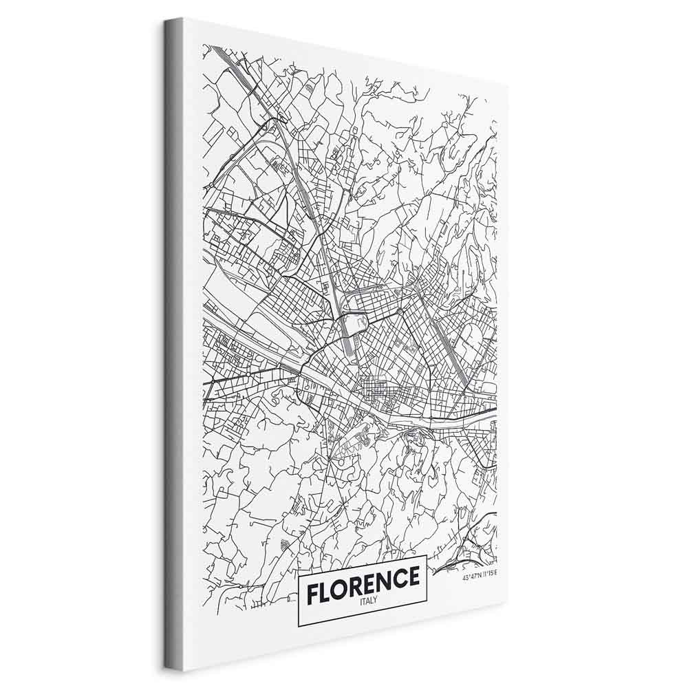 Florence City Map Vertical Canvas Print