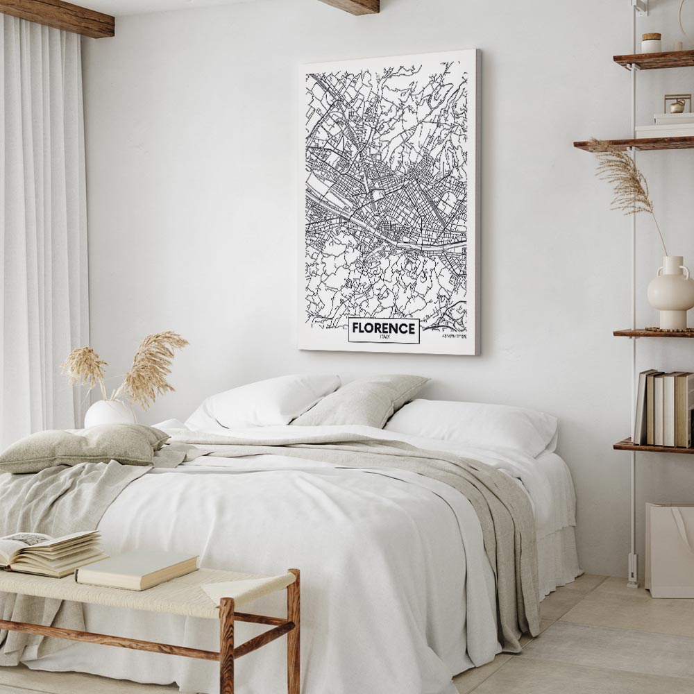 Florence City Map Vertical Canvas Print