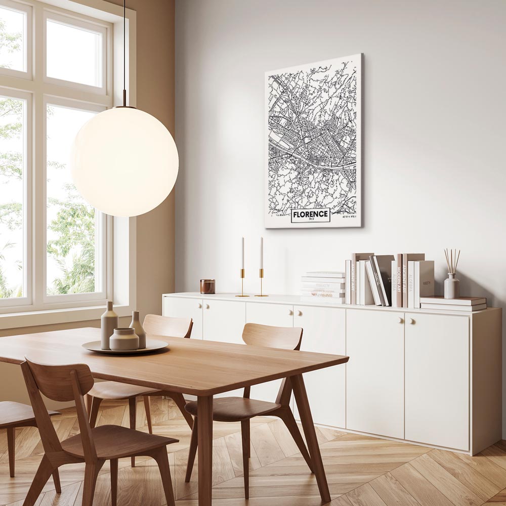 Florence City Map Vertical Canvas Print