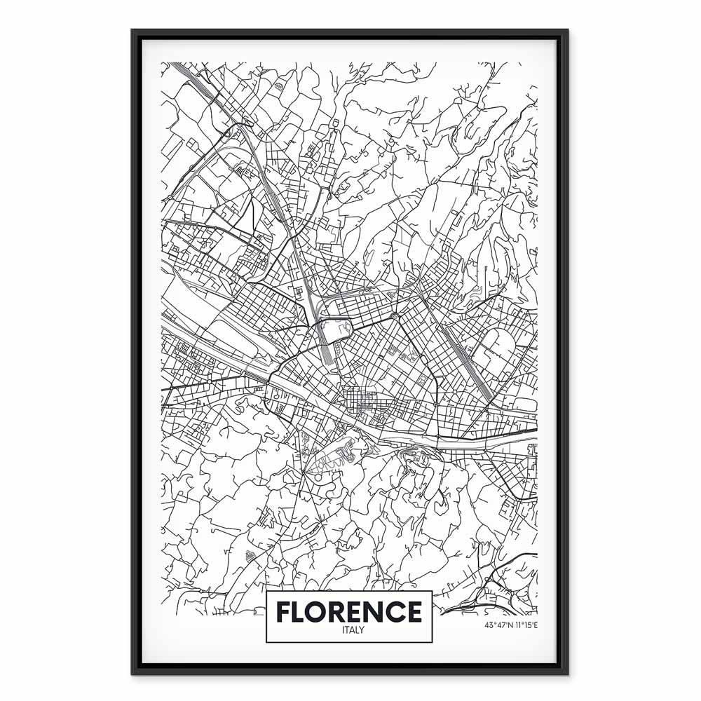 Florence City Map Vertical Canvas Print