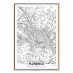 Florence City Map Vertical Canvas Print