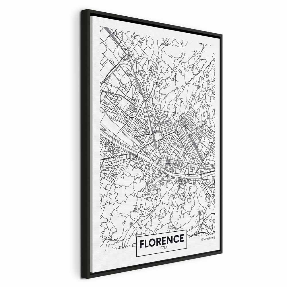 Florence City Map Vertical Canvas Print
