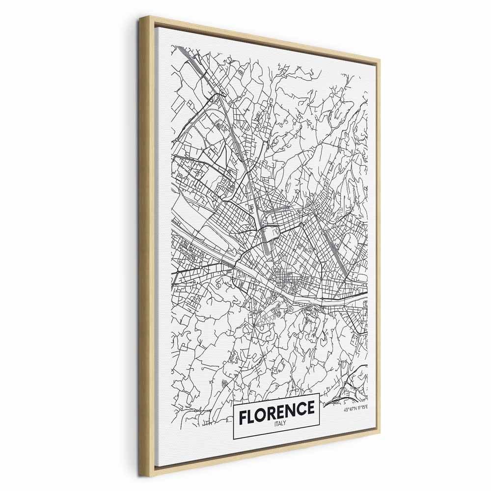 Florence City Map Vertical Canvas Print