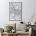 Florence City Map Vertical Canvas Print