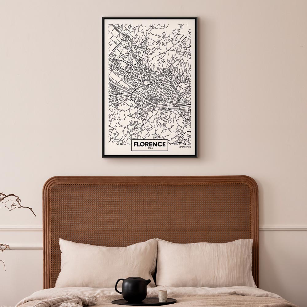 Florence City Map Vertical Canvas Print