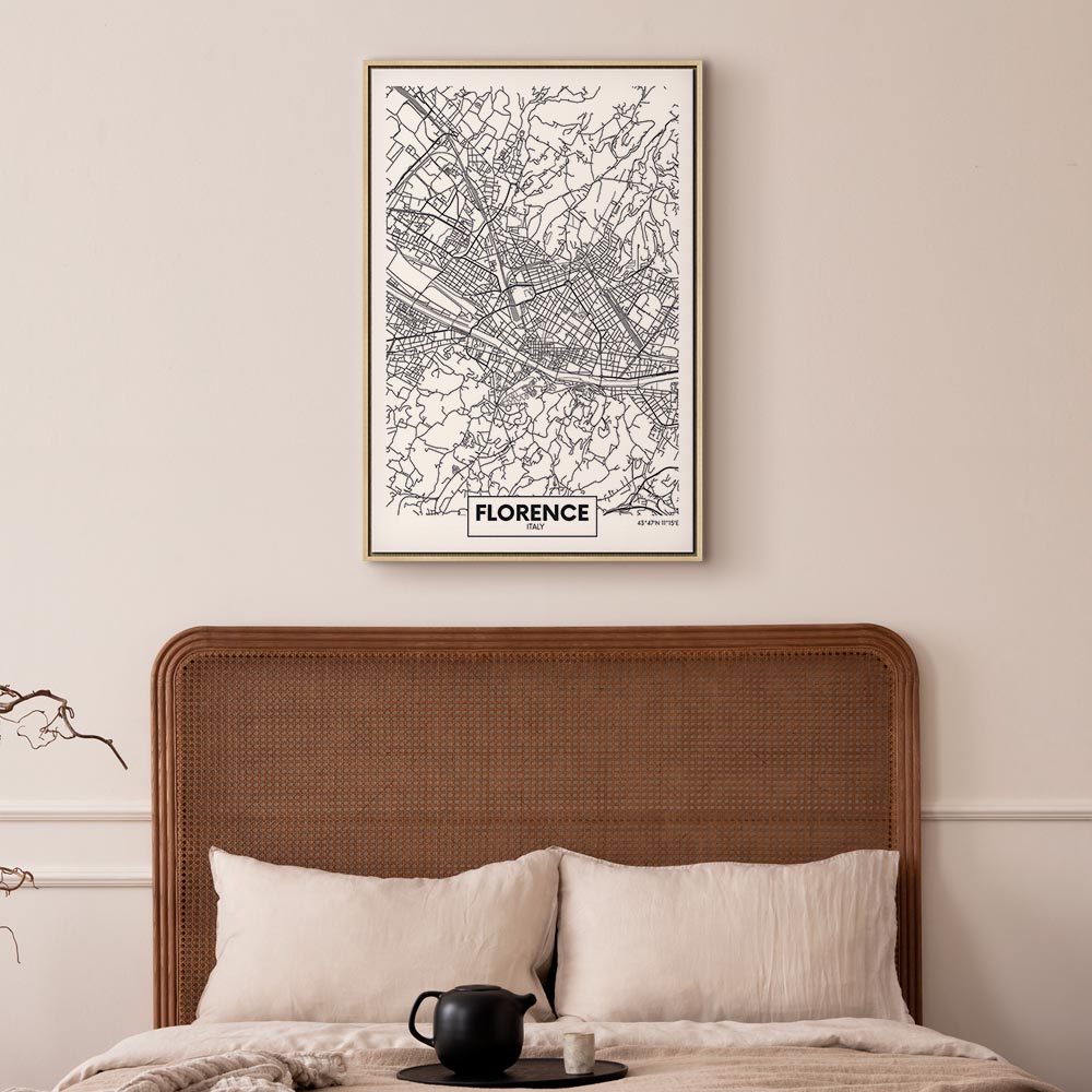 Florence City Map Vertical Canvas Print