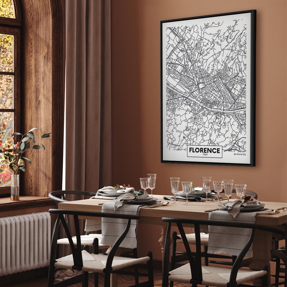Florence City Map Vertical Canvas Print