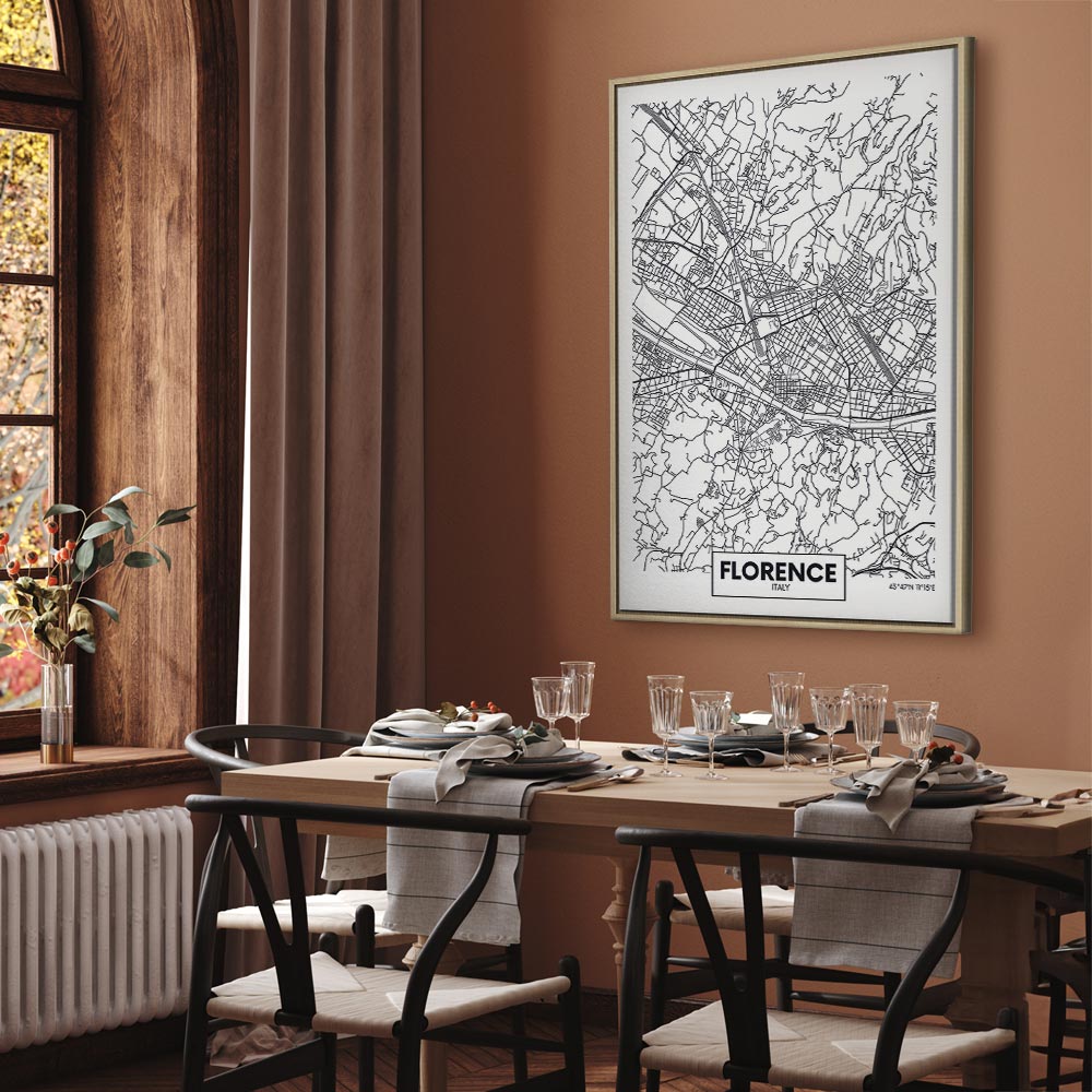 Florence City Map Vertical Canvas Print