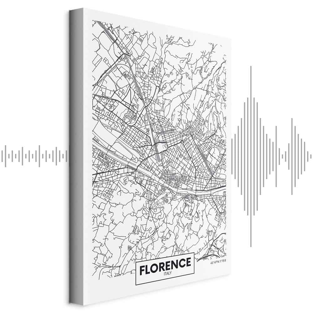 Florence City Map Vertical Canvas Print