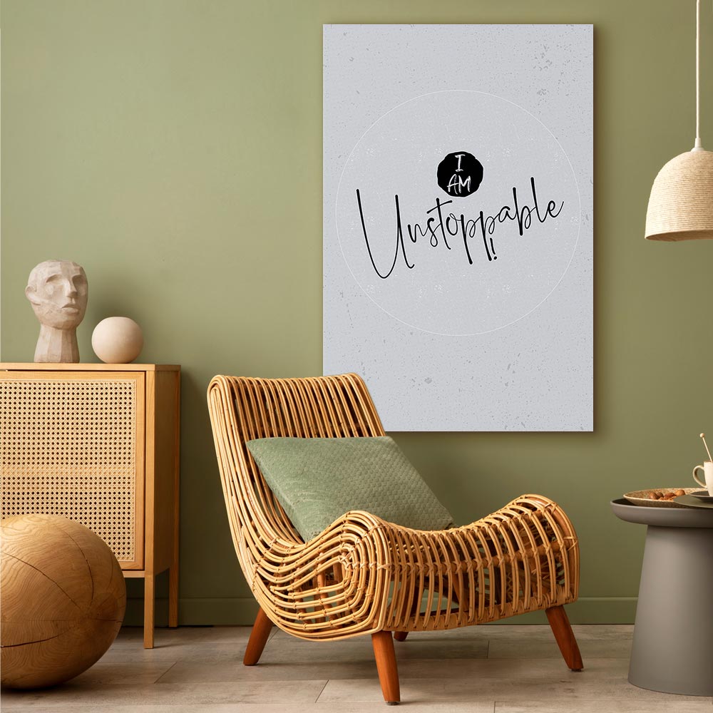 I Am Unstoppable Typography Vertical Canvas Print