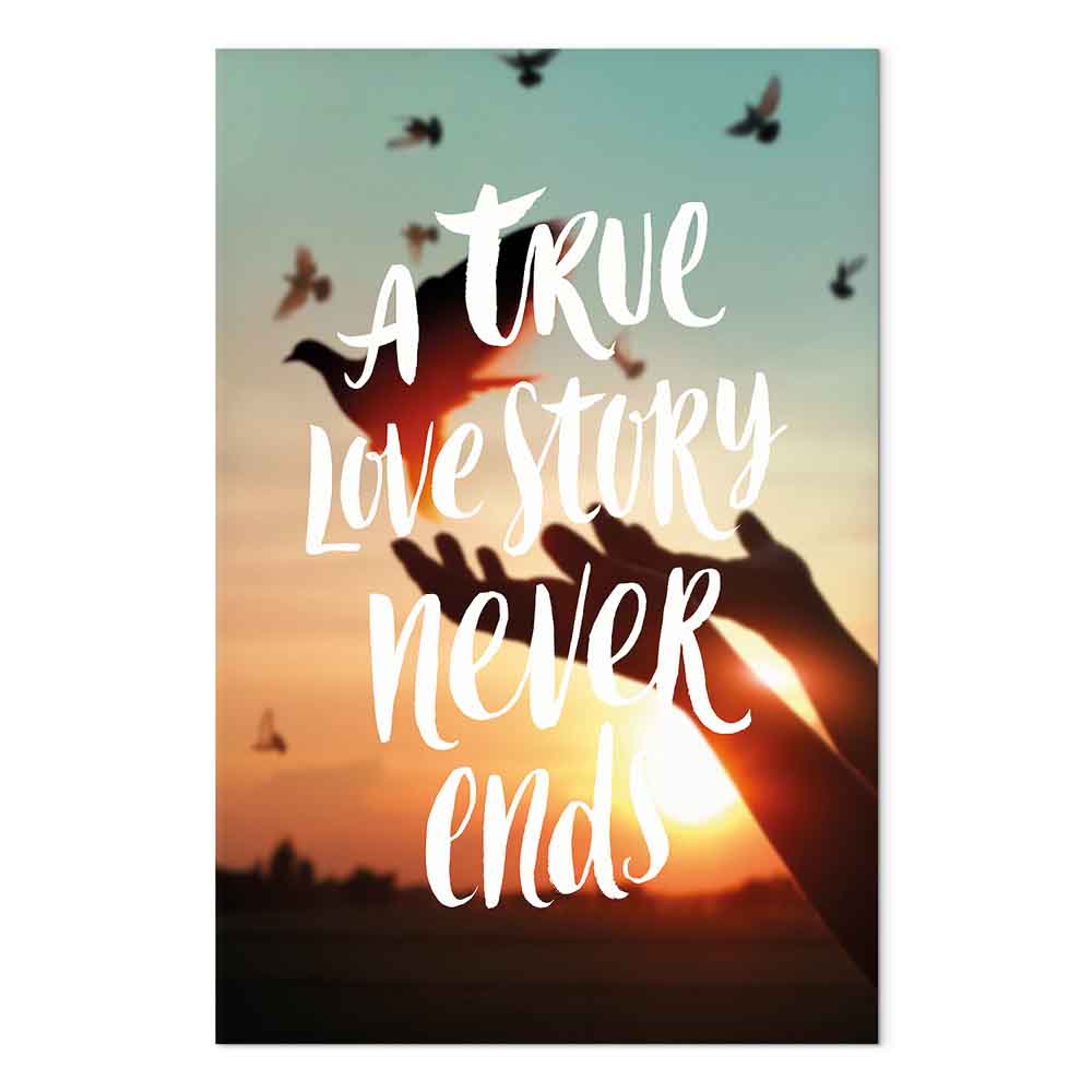 Love Quote Birds Nature Vertical Canvas Print