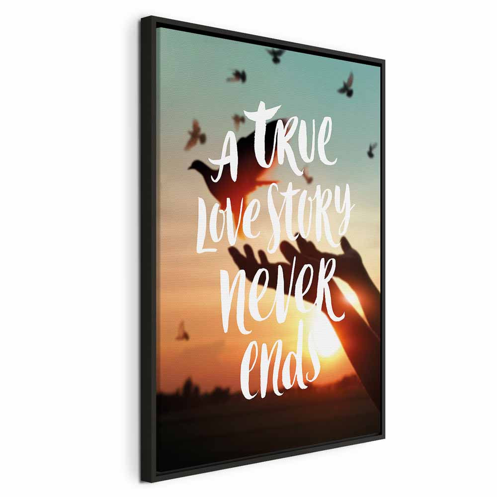 Love Quote Birds Nature Vertical Canvas Print