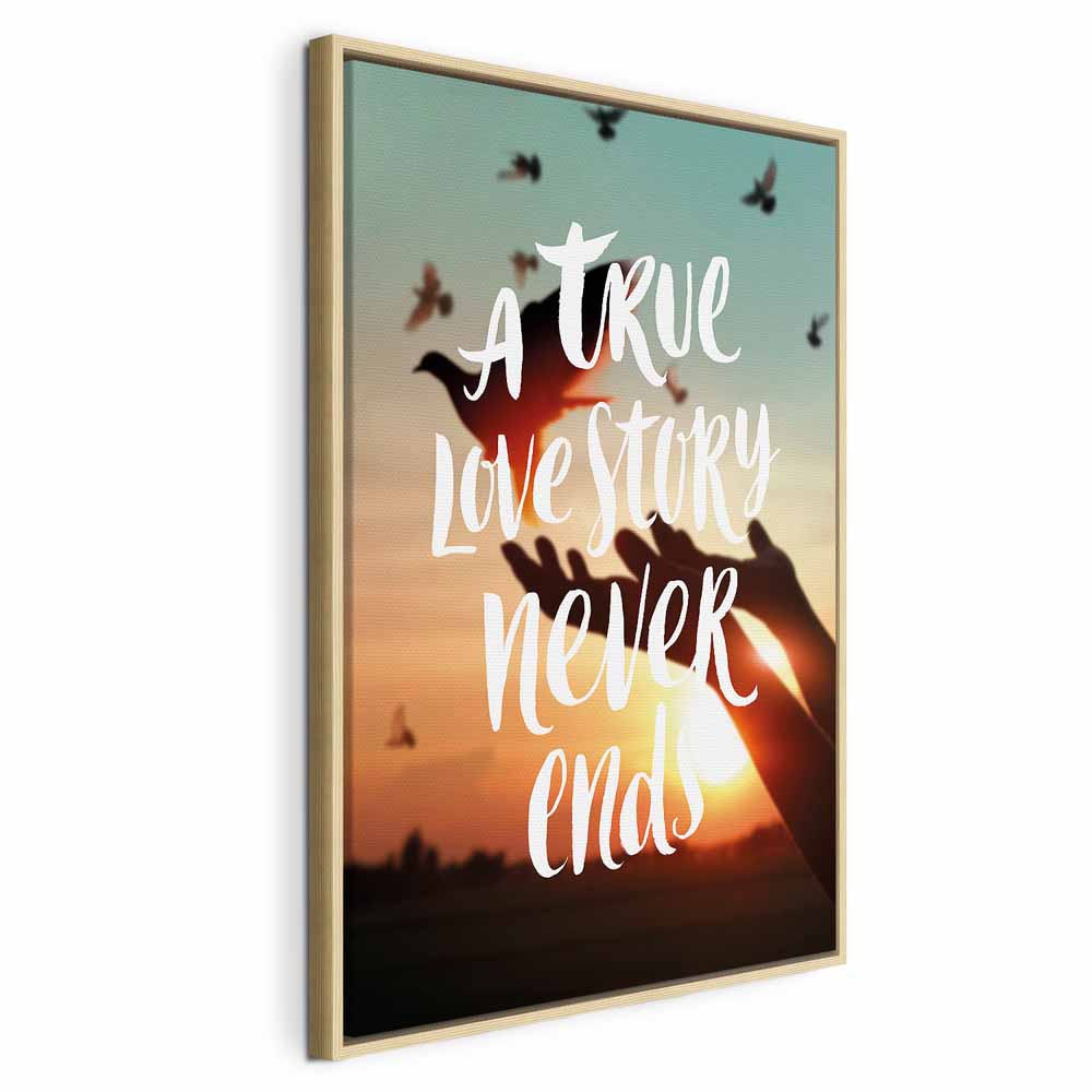 Love Quote Birds Nature Vertical Canvas Print