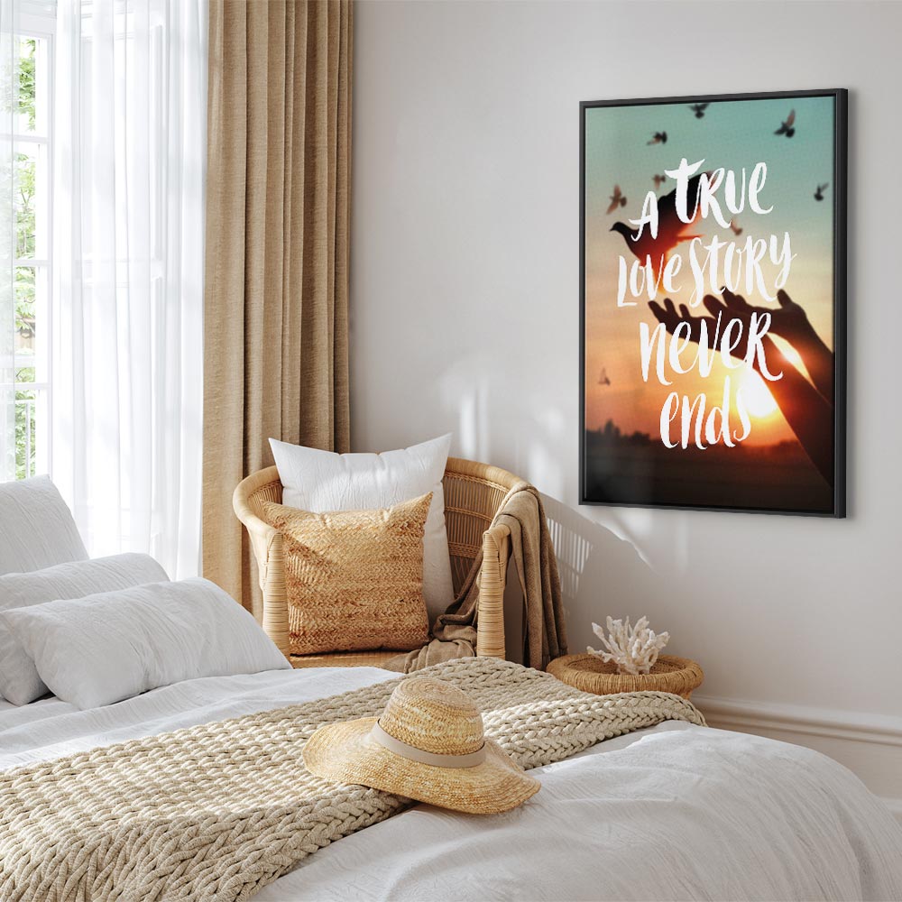 Love Quote Birds Nature Vertical Canvas Print