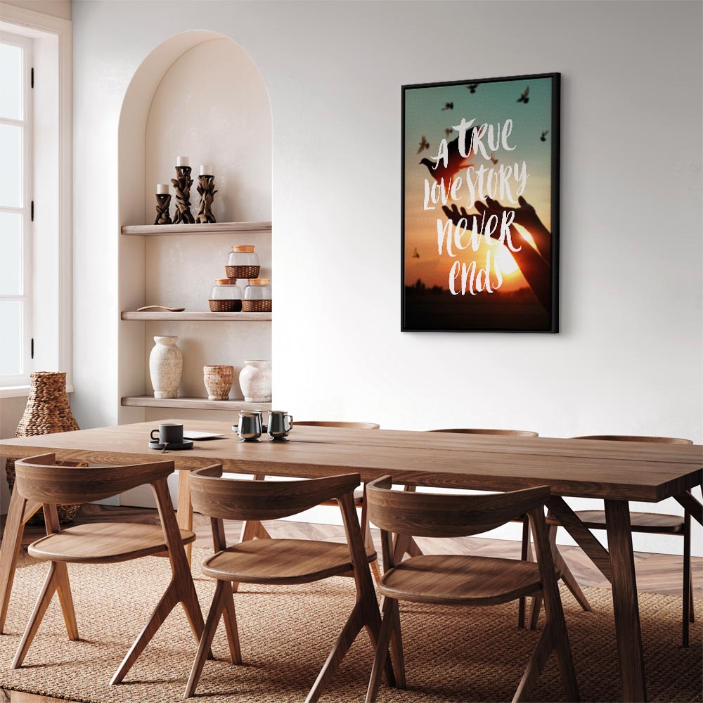 Love Quote Birds Nature Vertical Canvas Print