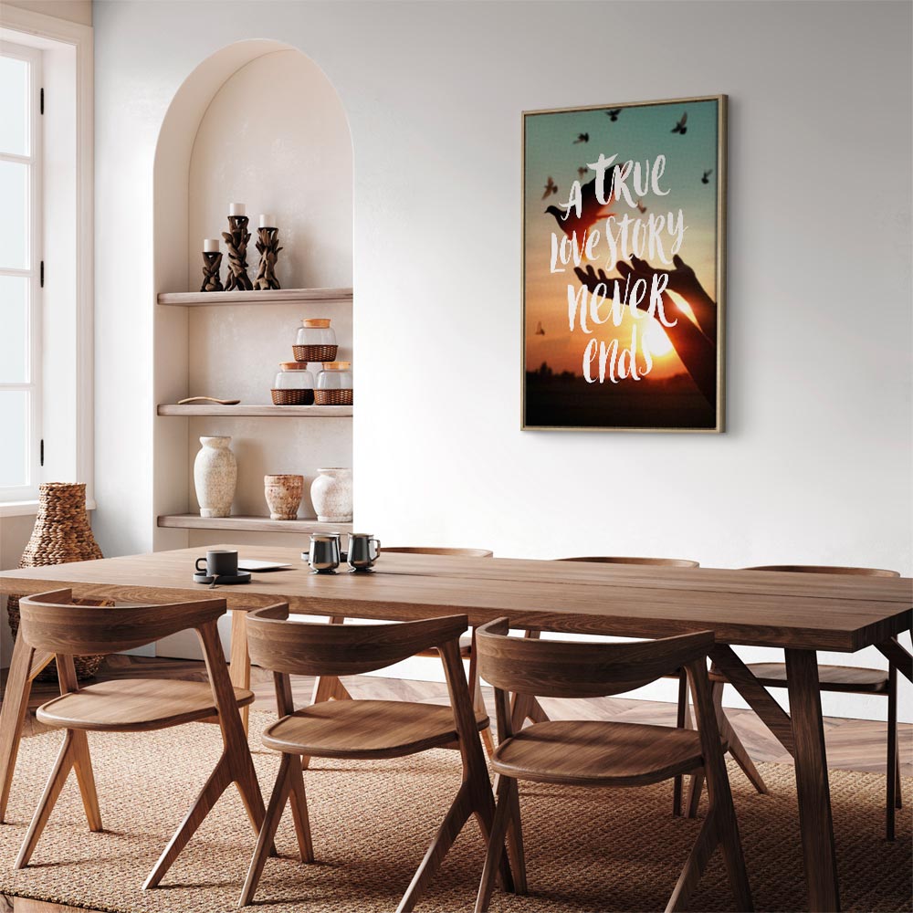 Love Quote Birds Nature Vertical Canvas Print