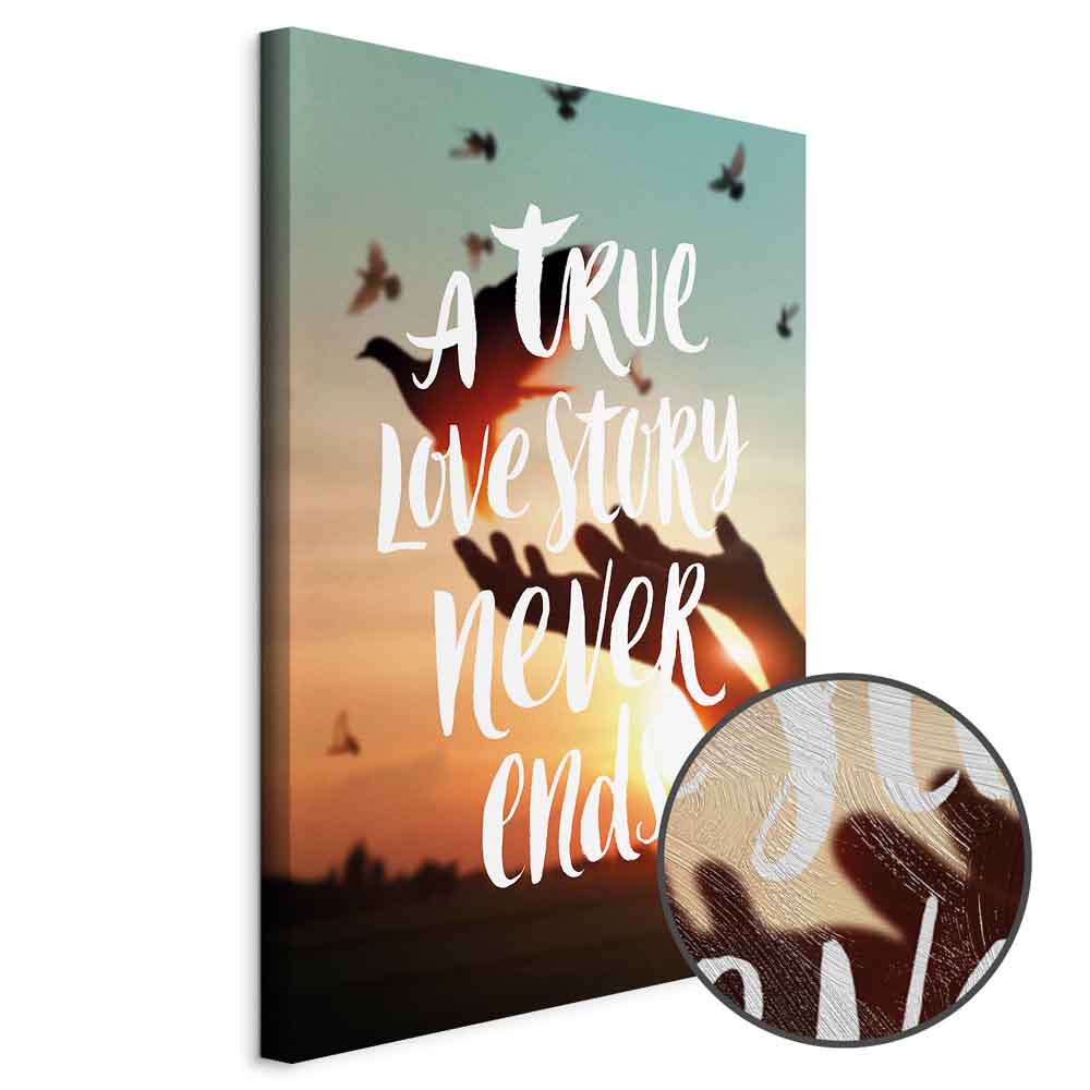 Love Quote Birds Nature Vertical Canvas Print