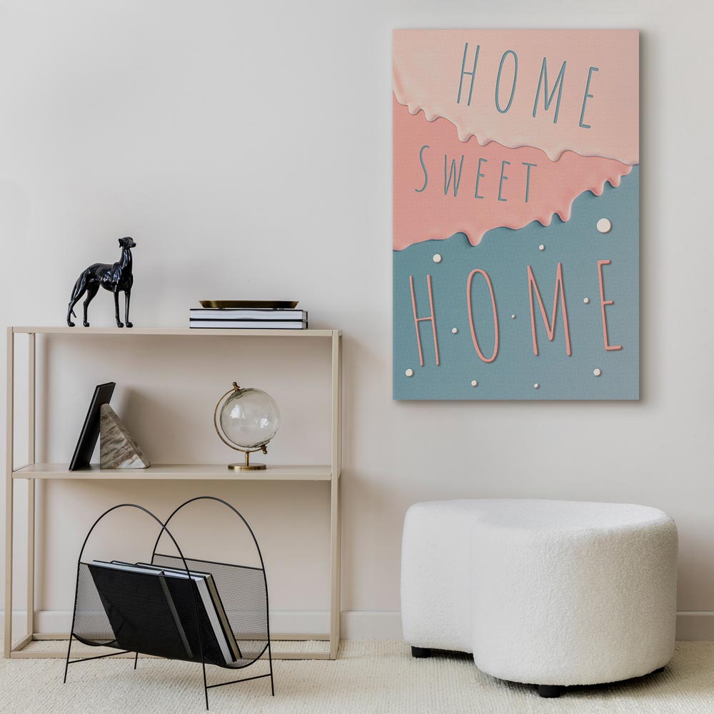 Home Sweet Home Text Vertical Canvas Print