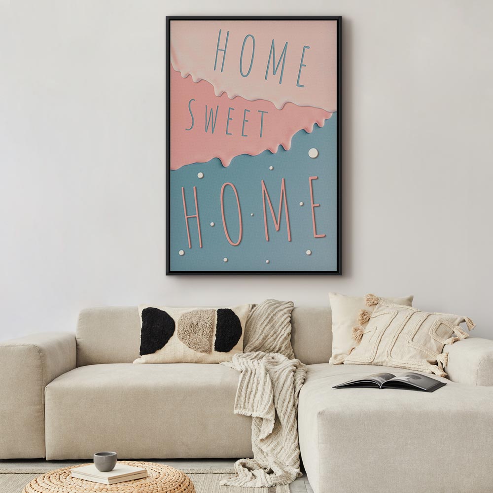 Home Sweet Home Text Vertical Canvas Print