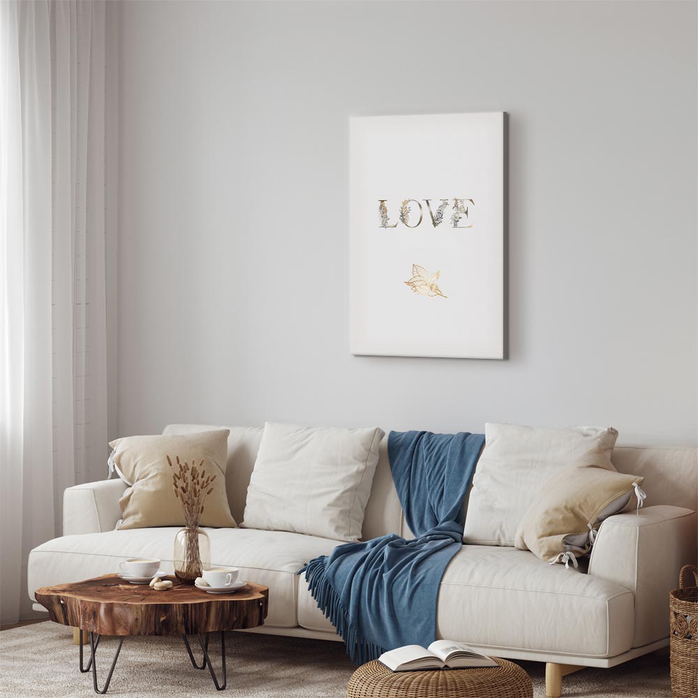 Floral Love Is Strength Text Canvas Print