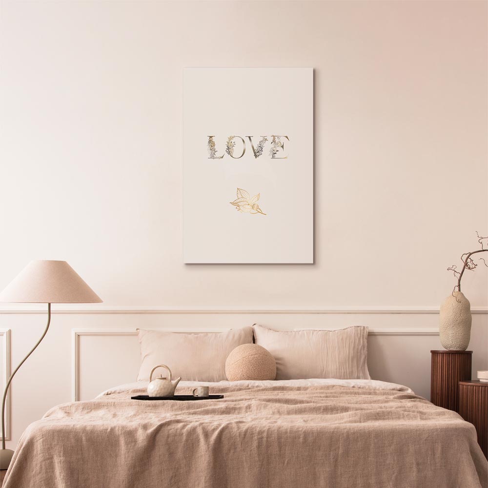 Floral Love Is Strength Text Canvas Print