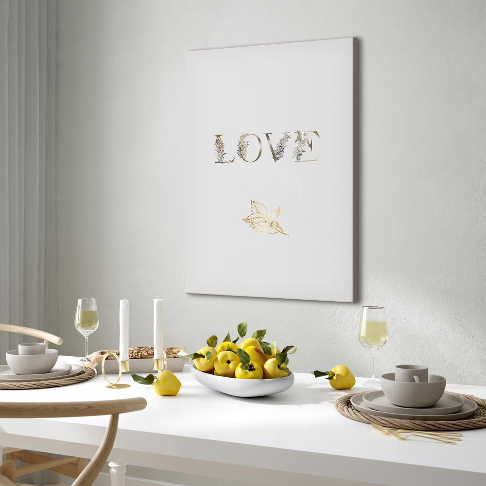 Floral Love Is Strength Text Canvas Print