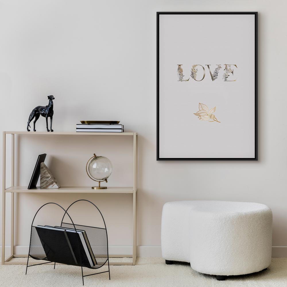 Floral Love Is Strength Text Canvas Print