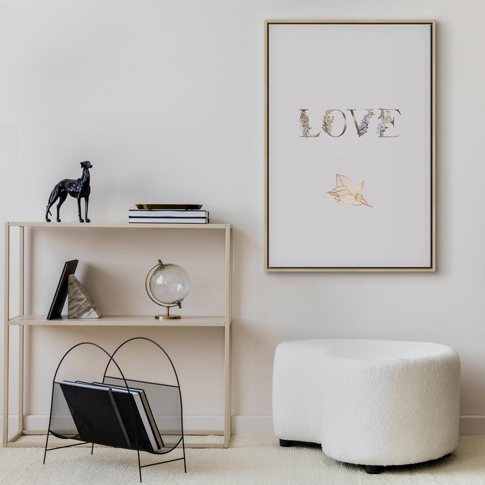 Floral Love Is Strength Text Canvas Print