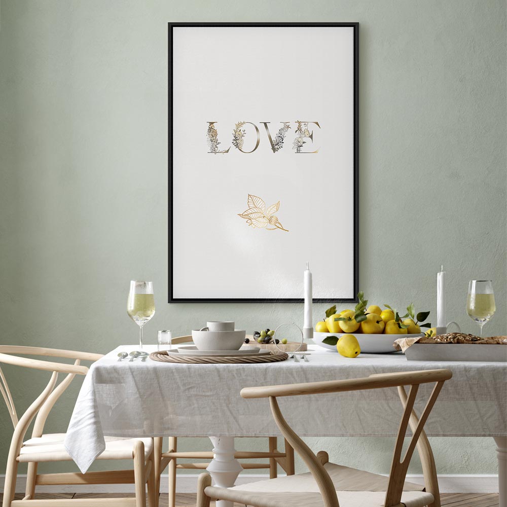 Floral Love Is Strength Text Canvas Print