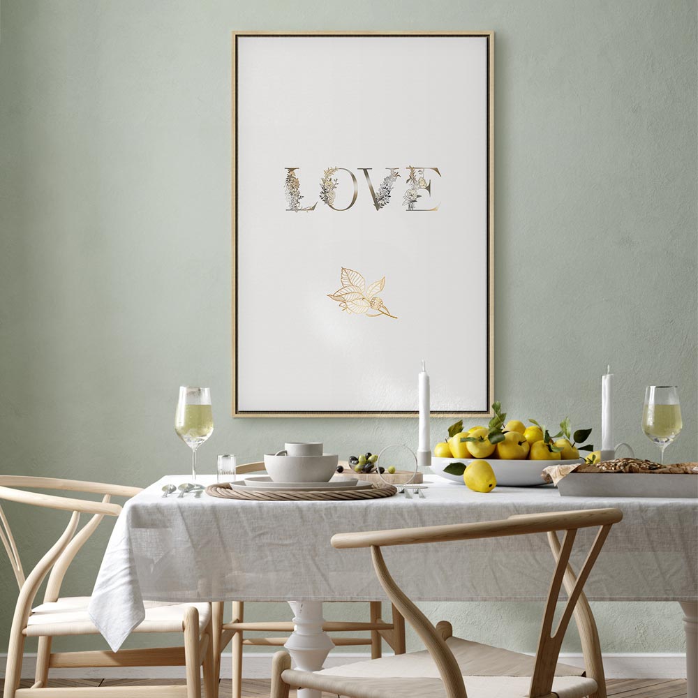 Floral Love Is Strength Text Canvas Print