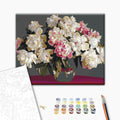 White Flowers in Vase Grey Paint by Numbers Kit