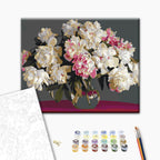 White Flowers in Vase Grey Paint by Numbers Kit