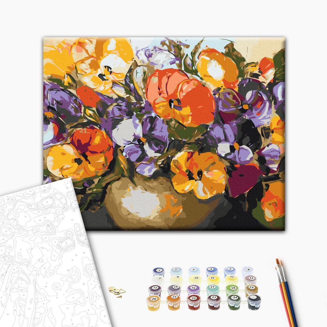 Vase of Pansies Floral Paint by Numbers Kit