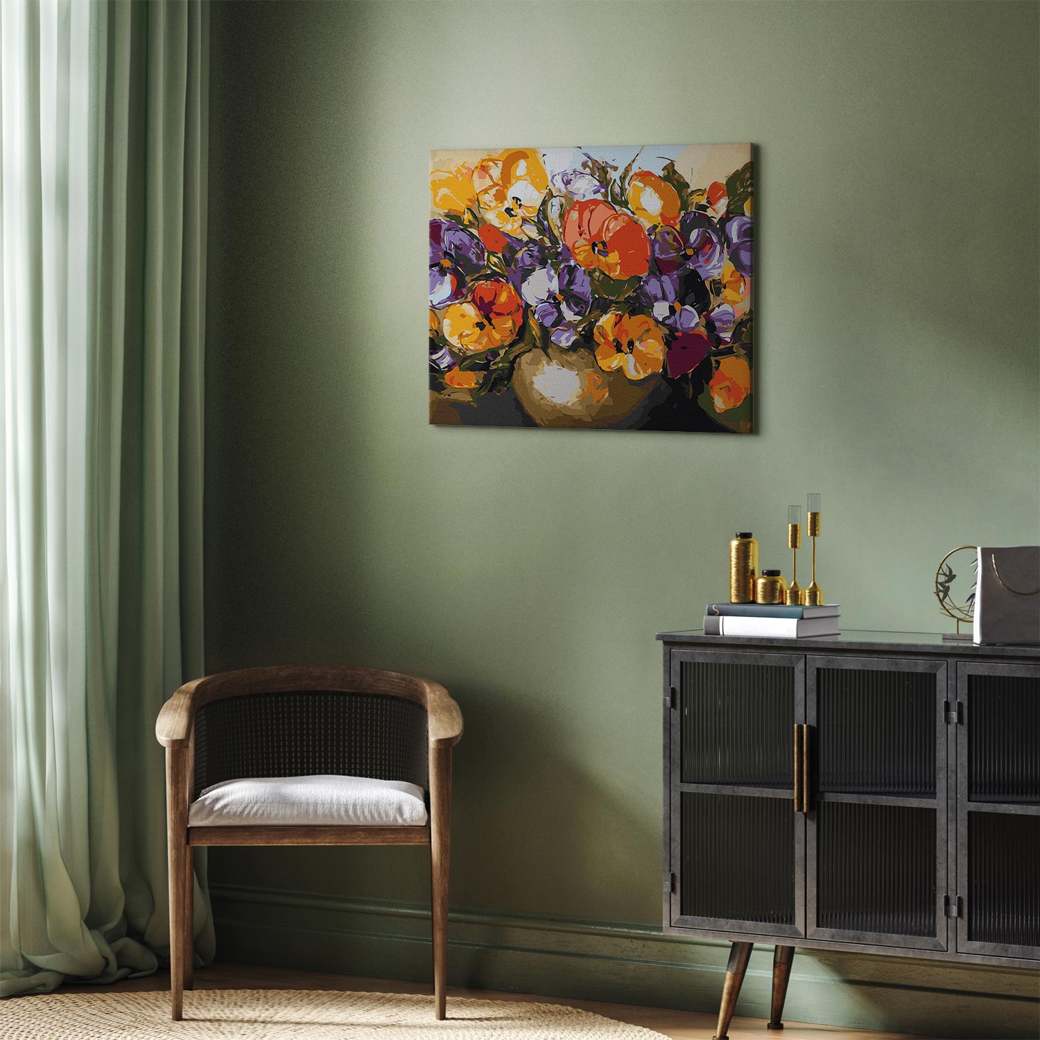 Vase of Pansies Floral Paint by Numbers Kit